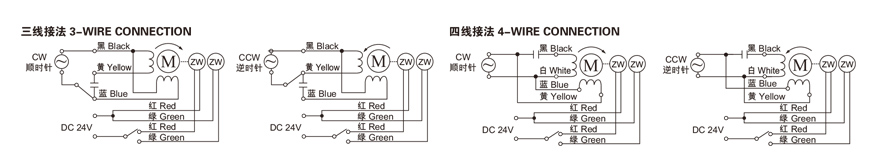 40W~120W单相可逆附电磁离合器齿轮减速电机接线图